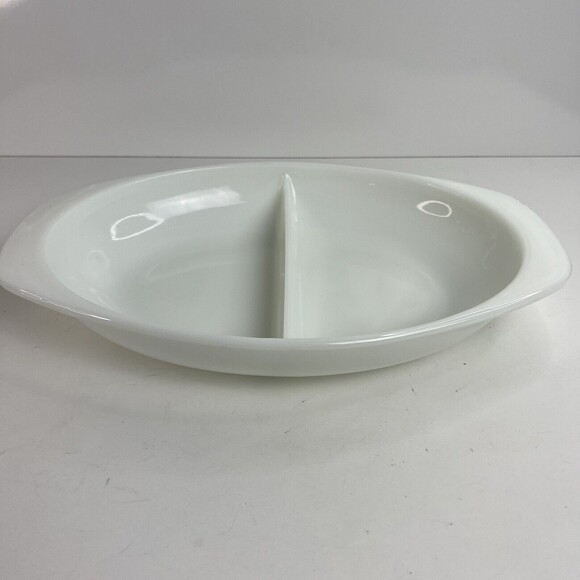 Vintage 1960s Pyrex White Milk Glass Divided Platter - Picture 1 of 7